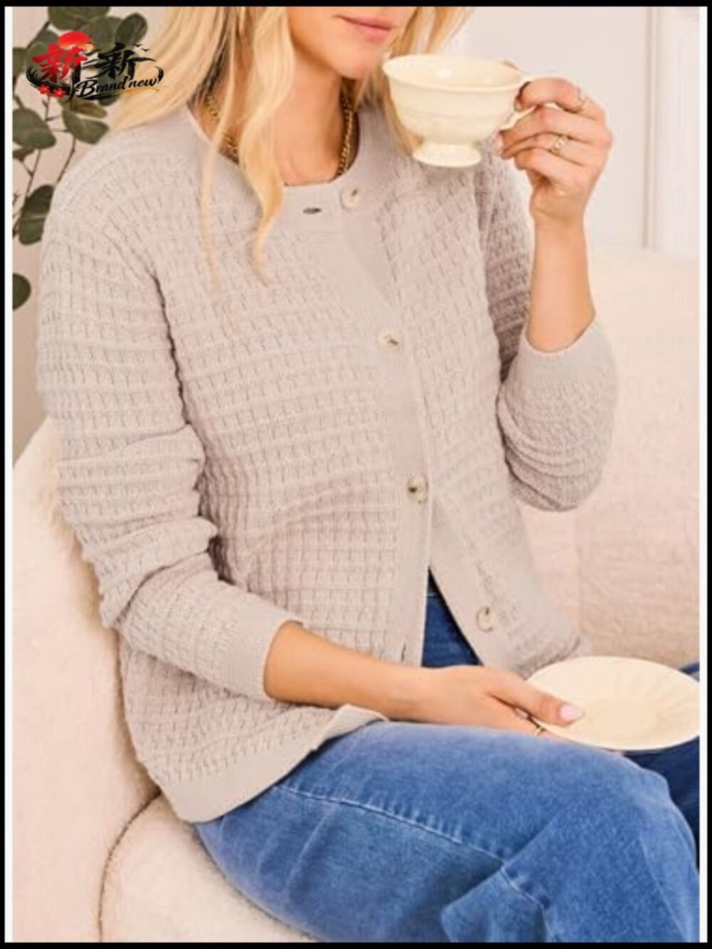 Long Sleeve Open Front Button Down Cardigan Jacket Women 2025 - Picture 3 of 7